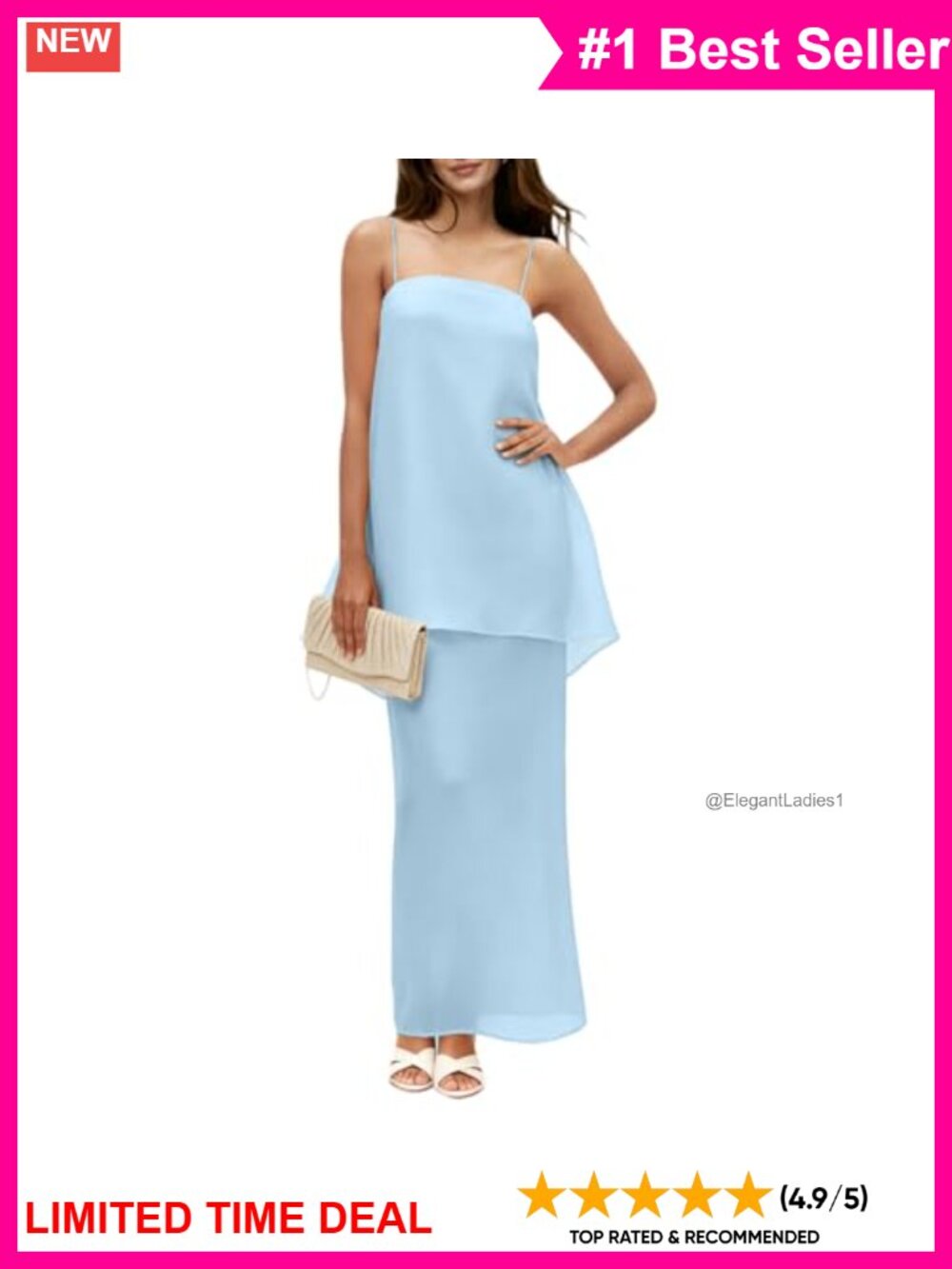 Chiffon Sleeveless Matching Skirt Set Flowy Wedding Guest Formal